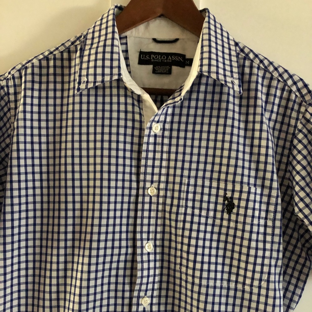 U.S. POLO ASSN. Mens M Blue Check Preowned Shirt